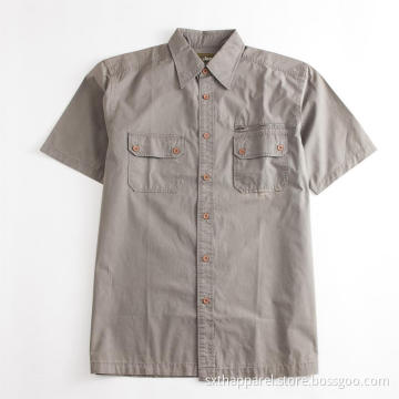 Khaki kortärmad herr Regular Tooling Pocket Shirt